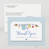 Blue Baby Clothesline | Dank u wel Briefkaart (Voorkant / Achterkant)