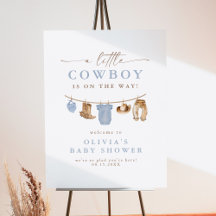 Blue Baby Clothesline Little Cowboy Baby shower
