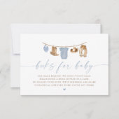Blue Baby Clothesline Little Cowboy Baby Shower Kaart (Voorkant)