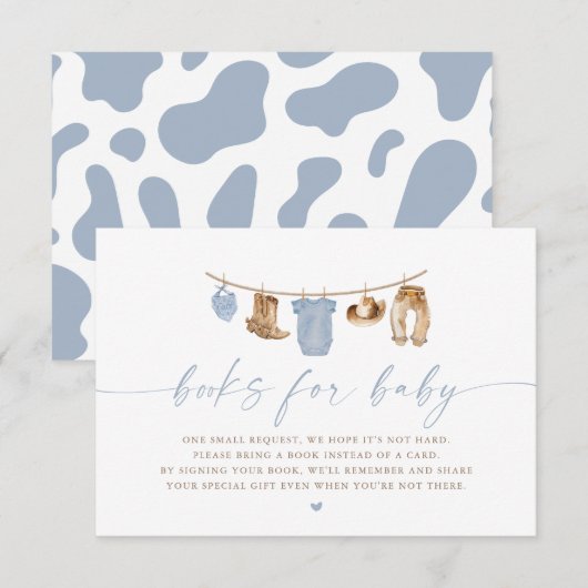 Blue Baby Clothesline Little Cowboy Baby Shower Kaart (Voorkant / Achterkant)