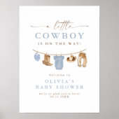 Blue Baby Clothesline Little Cowboy Baby shower Poster (Voorkant)