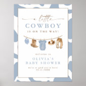 Blue Baby Clothesline Little Cowboy Baby shower Poster (Voorkant)