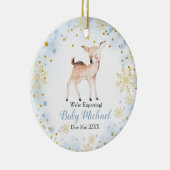Blue Baby Deer Animal dat we van ouders verwachten Keramisch Ornament (Rechts)