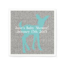 Blue Baby Deer en Grey Burlap servetten