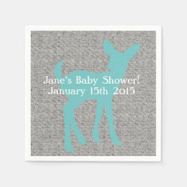 Blue Baby Deer en Grey Burlap servetten
