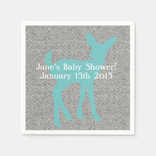 Blue Baby Deer en Grey Burlap servetten