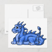 Blue Baby Dragon Briefkaart (Voorkant / Achterkant)