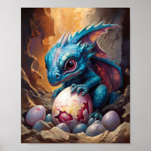Blue Baby Dragon met broedsel