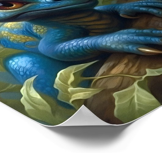 Blue Baby Dragon Poster (Hoek)