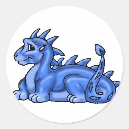 Blue Baby Dragon Ronde Sticker (Voorkant)