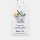 Blue Baby Elephant 1st Birthday Bedankt Cadeaulabel (Voorkant)