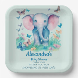 Blue Baby Elephant Baby shower Papieren Bordje