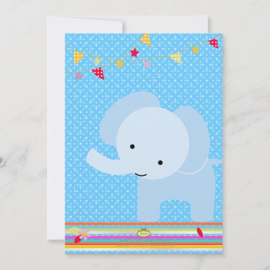 Blue Baby Elephant gepersonaliseerde partij Kaart (Achterkant)