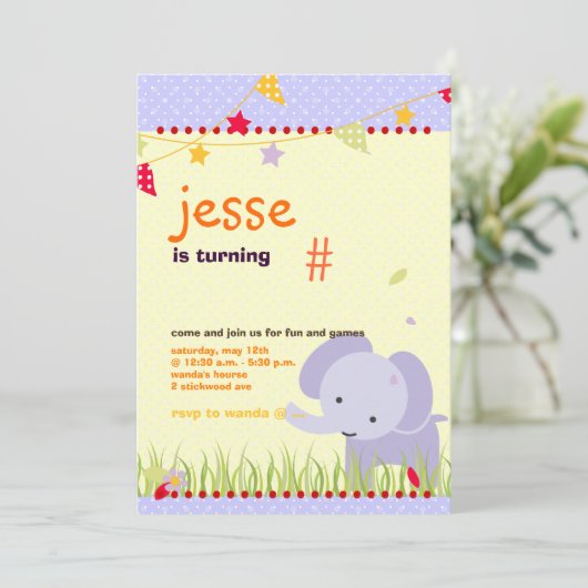 Blue Baby Elephant gepersonaliseerde partij Kaart (Staand voorkant)