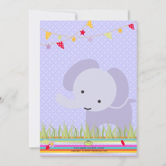 Blue Baby Elephant gepersonaliseerde partij Kaart (Achterkant)