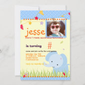 Blue Baby Elephant gepersonaliseerde partij Kaart (Voorkant)