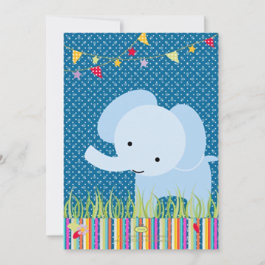 Blue Baby Elephant gepersonaliseerde partij Kaart (Achterkant)