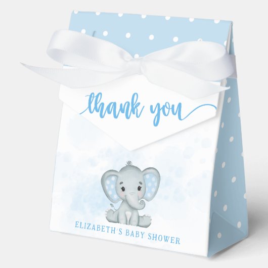 Blue Baby Elephant Little Peanut Baby shower Bedankdoosjes (Voorkant)