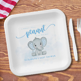 Blue Baby Elephant Little Peanut Baby shower Papieren Bordje