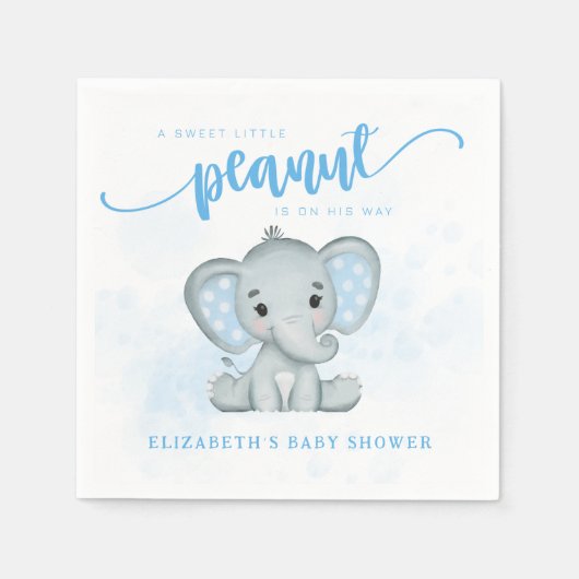Blue Baby Elephant Little Peanut Baby shower Servet (Voorkant)