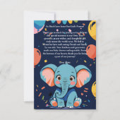 Blue Baby Elephant Party Baby shower Bedankkaart (Voorkant)