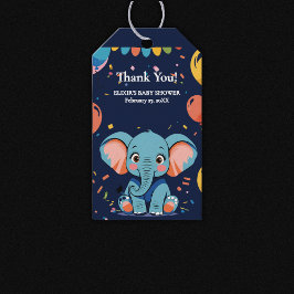 Blue Baby Elephant Party Baby shower Cadeaulabel