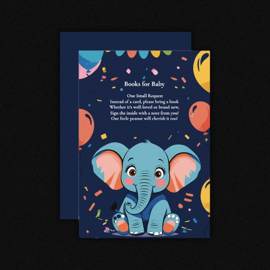 Blue Baby Elephant Party Baby shower Informatiekaartje