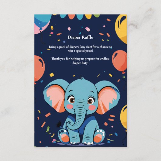 Blue Baby Elephant Party Baby shower Informatiekaartje (Voorkant)