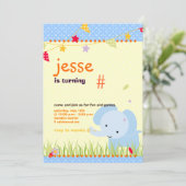Blue Baby Elephant Persoonlijke Partij Kaart (Staand voorkant)