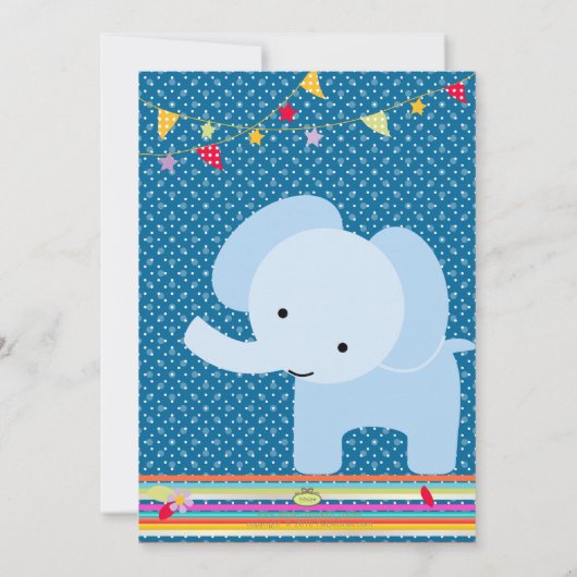 Blue Baby Elephant Persoonlijke Partij Kaart (Achterkant)
