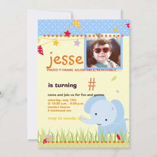 Blue Baby Elephant Persoonlijke Partij Kaart (Voorkant)