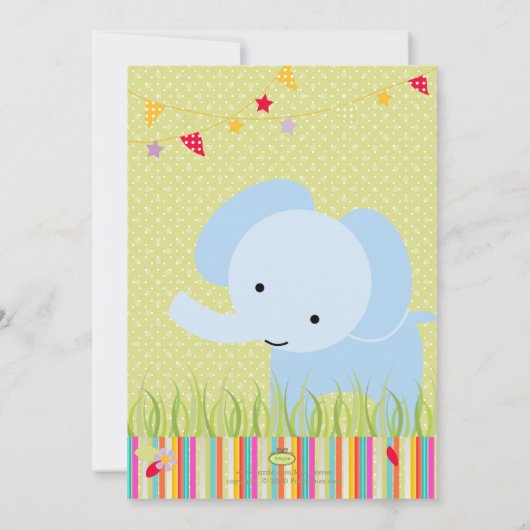 Blue Baby Elephant Persoonlijke Partij Kaart (Achterkant)