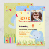 Blue Baby Elephant Persoonlijke Partij Kaart (Voorkant / Achterkant)