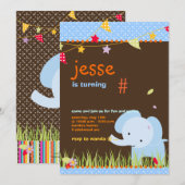 Blue Baby Elephant Persoonlijke Partij Kaart (Voorkant / Achterkant)