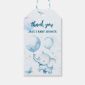Blue Baby Elephant Waterverf Gift Labels Cadeaulabel (Voorkant)