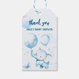 Blue Baby Elephant Waterverf Gift Labels Cadeaulabel