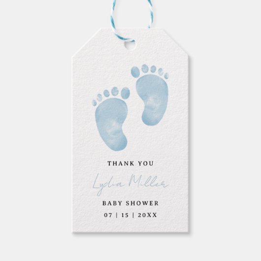 Blue Baby Feet Baby shower Gift label, Jongensdouc Cadeaulabel (Voorkant)