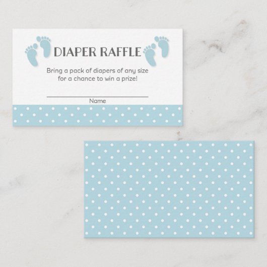 Blue Baby Feet Baby shower Luier Raffle Tickets Informatiekaartje (Voorkant / Achterkant)