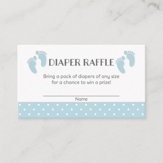 Blue Baby Feet Baby shower Luier Raffle Tickets Informatiekaartje (Voorkant)