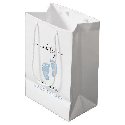 Blue Baby Feet Baby shower Welkom Baby Boy Medium Cadeauzakje (Voorkant Gekanteld)