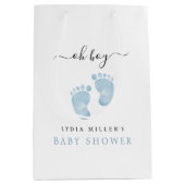 Blue Baby Feet Baby shower Welkom Baby Boy Medium Cadeauzakje (Voorkant)