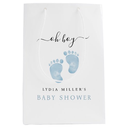 Blue Baby Feet Baby shower Welkom Baby Boy Medium Cadeauzakje (Voorkant)