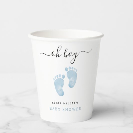 Blue Baby Feet Baby shower Welkom Baby Boy Papieren Bekers (Voorkant)
