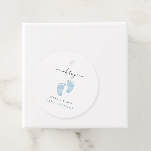 Blue Baby Feet Baby shower Welkomstbord Baby Boy Bedankjes Labels (In situ)