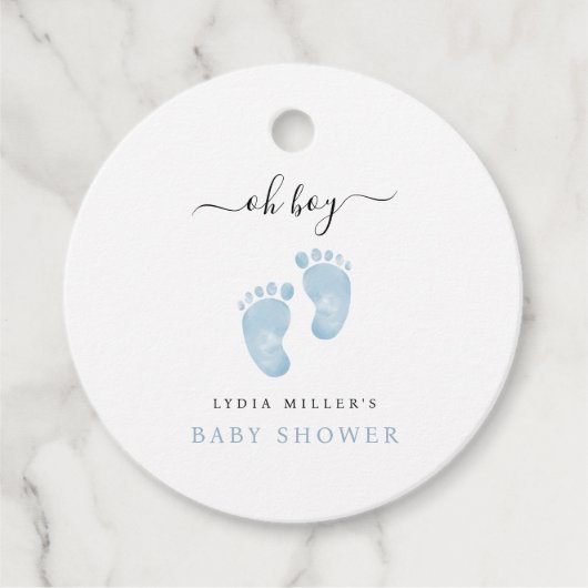 Blue Baby Feet Baby shower Welkomstbord Baby Boy Bedankjes Labels (Voorkant)