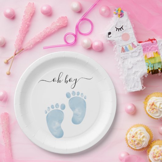 Blue Baby Feet Baby shower Welkomstbord Baby Boy Papieren Bordje (Feest)