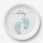 Blue Baby Feet Baby shower Welkomstbord Baby Boy Papieren Bordje (Voorkant)