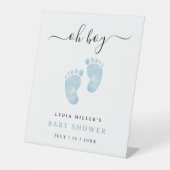 Blue Baby Feet Baby shower Welkomstbord Baby Boy Reclamebord Met Voetstuk (Voorkant)