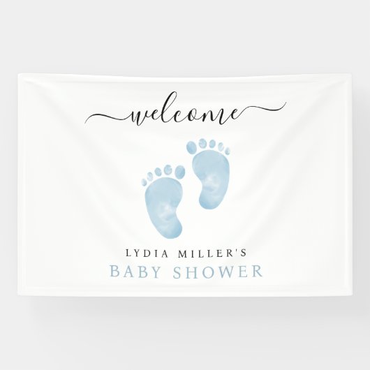 Blue Baby Feet Baby shower Welkomstbord Baby Boy Spandoek (Horizontaal)