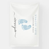 Blue Baby Feet Baby shower Welkomstbord Baby Boy Spandoek (Verticaal)